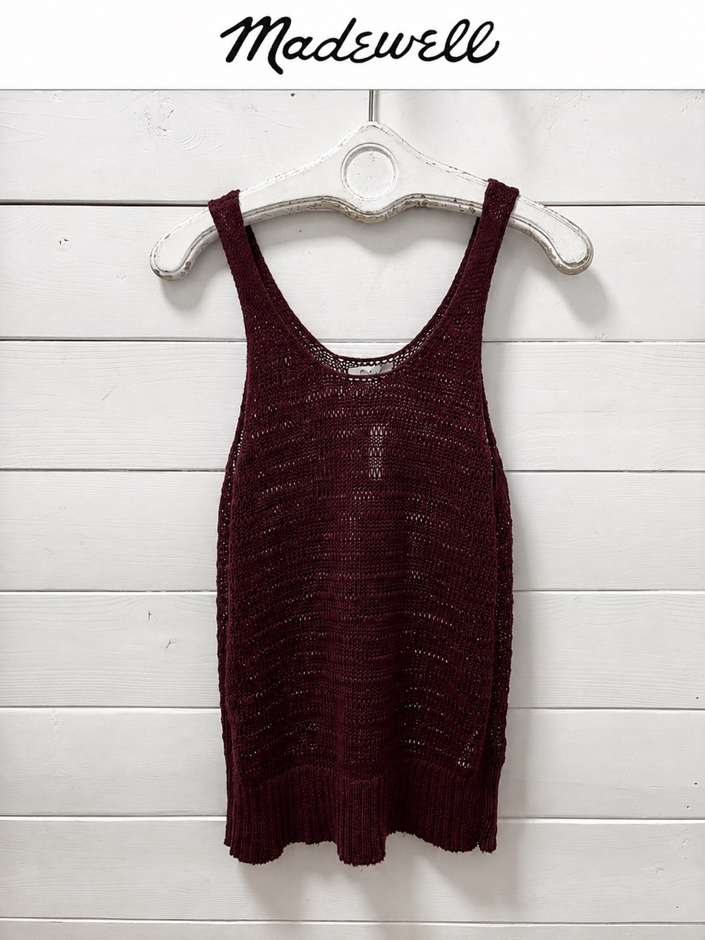 Madewell NWT Open-Knit Tank Top – Burgundy – Size Small